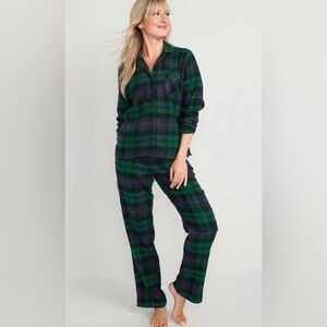 Old Navy Women’s Flannel Pajama Set 100% cotton Green/Navy Size 3X